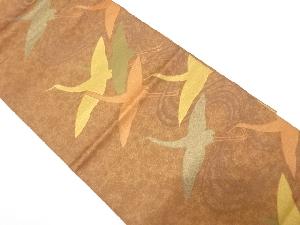 流水に群鶴模様織り出し　袋帯